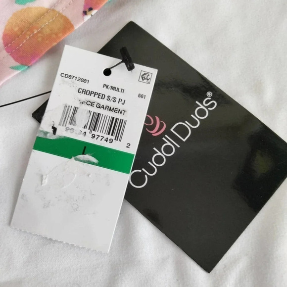 Cuddl Duds Women L Top Pink Mult color Peach Graphic Print NEW - Picture 3 of 11